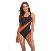 Comfortable Swimsuit Athletic Women'S Sports Color-Blocking Triangle One-Piece Swimsuit